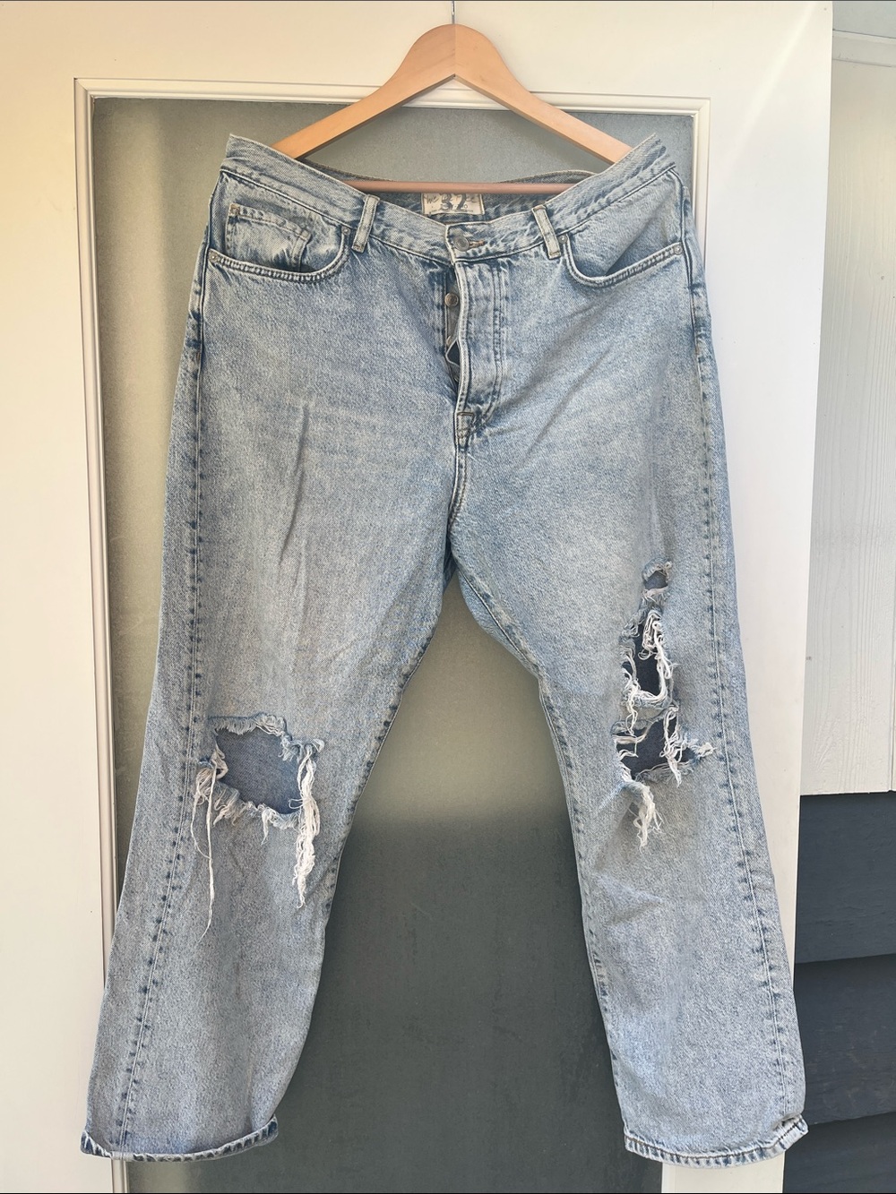 We The Free Light Blue Distressed Relaxed Jeans